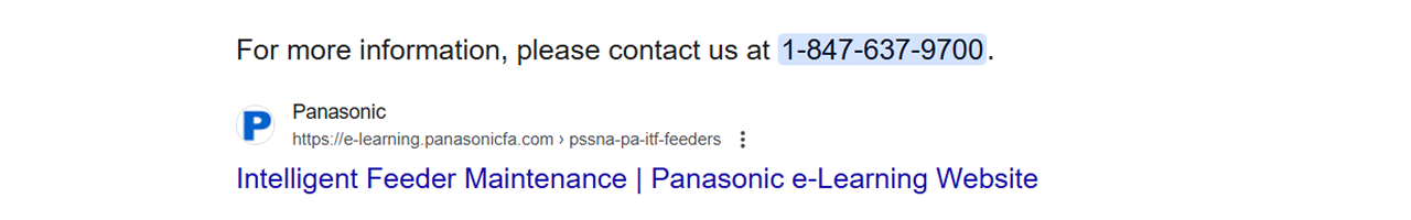 Technical Support and Maintenance for Panasonic Feeder
