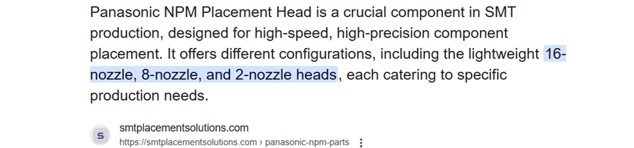 Panasonic SMT Placement Head Parts